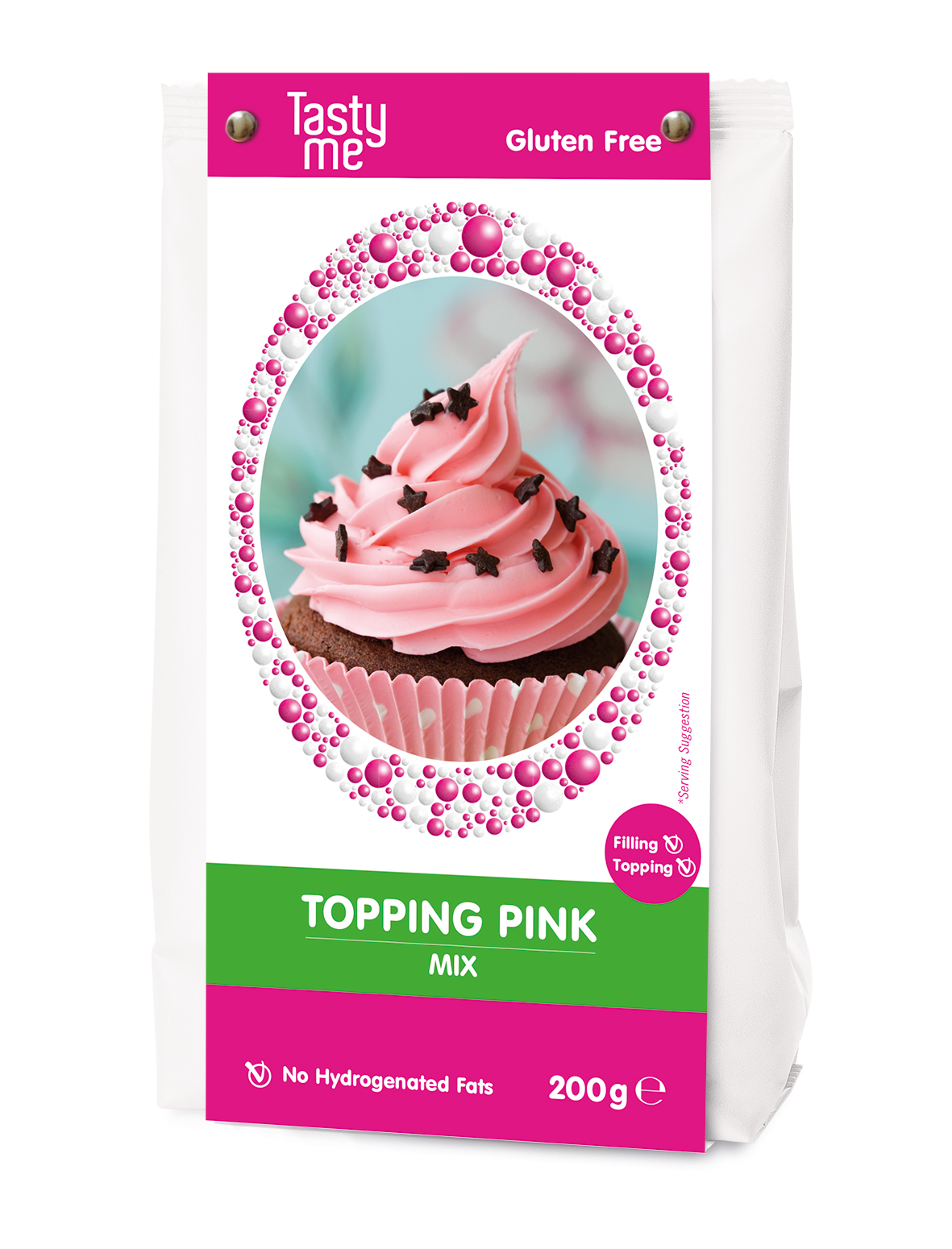 Topping crème licht roze mix 200g - glutenvrij 