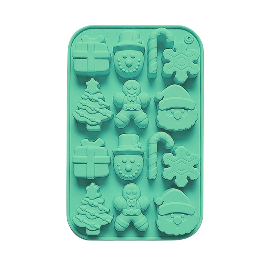 Silicone mould Christmas figures mint green