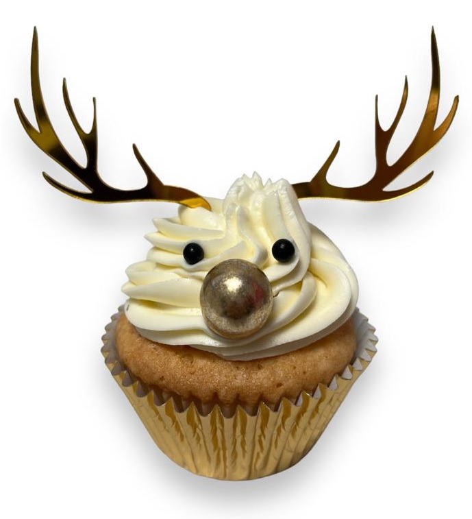 Cup cake topper antlers gold