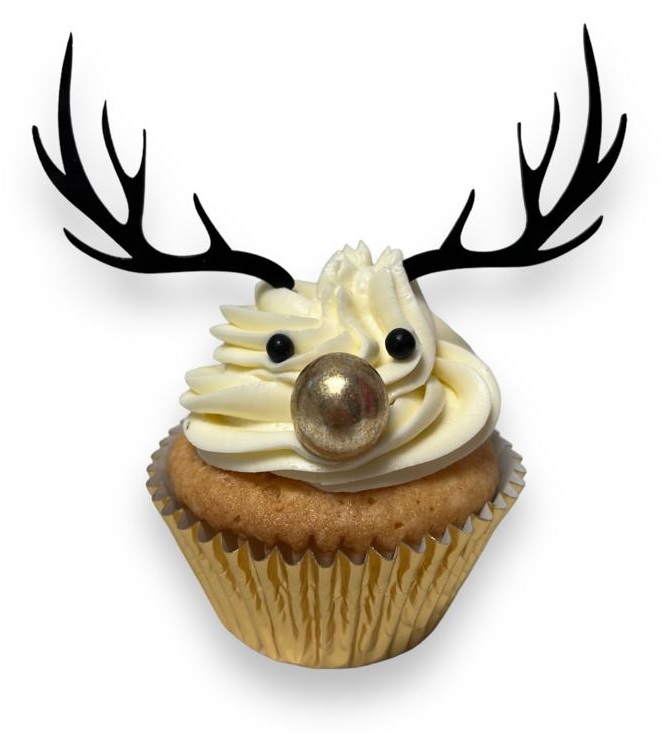 Cup cake topper gewei zwart