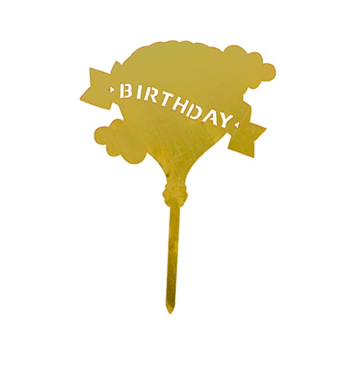 Cake topper ballon happy birthday goud