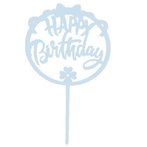 Cake topper happy birthday strik blauw
