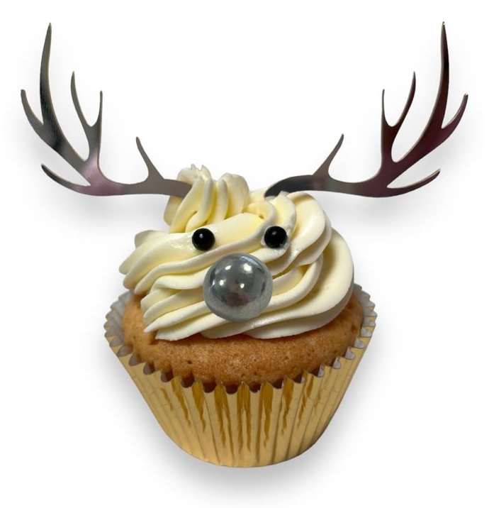 Cup cake topper antlers silver