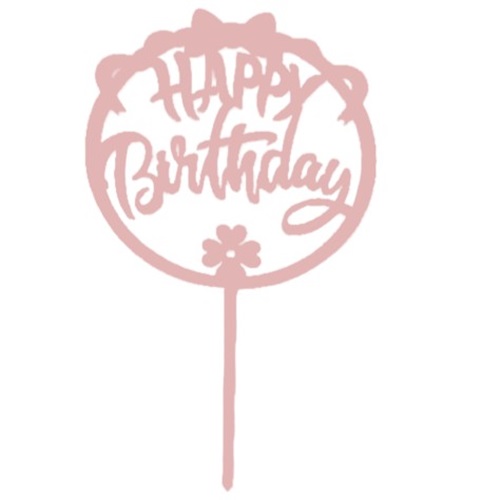 Cake topper happy birthday strik roze