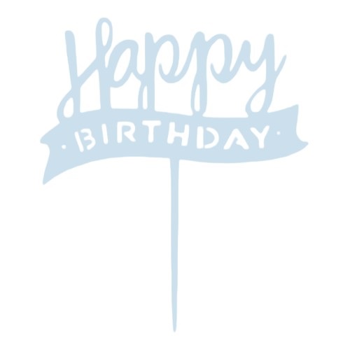 Cake topper happy birthday vlag blauw